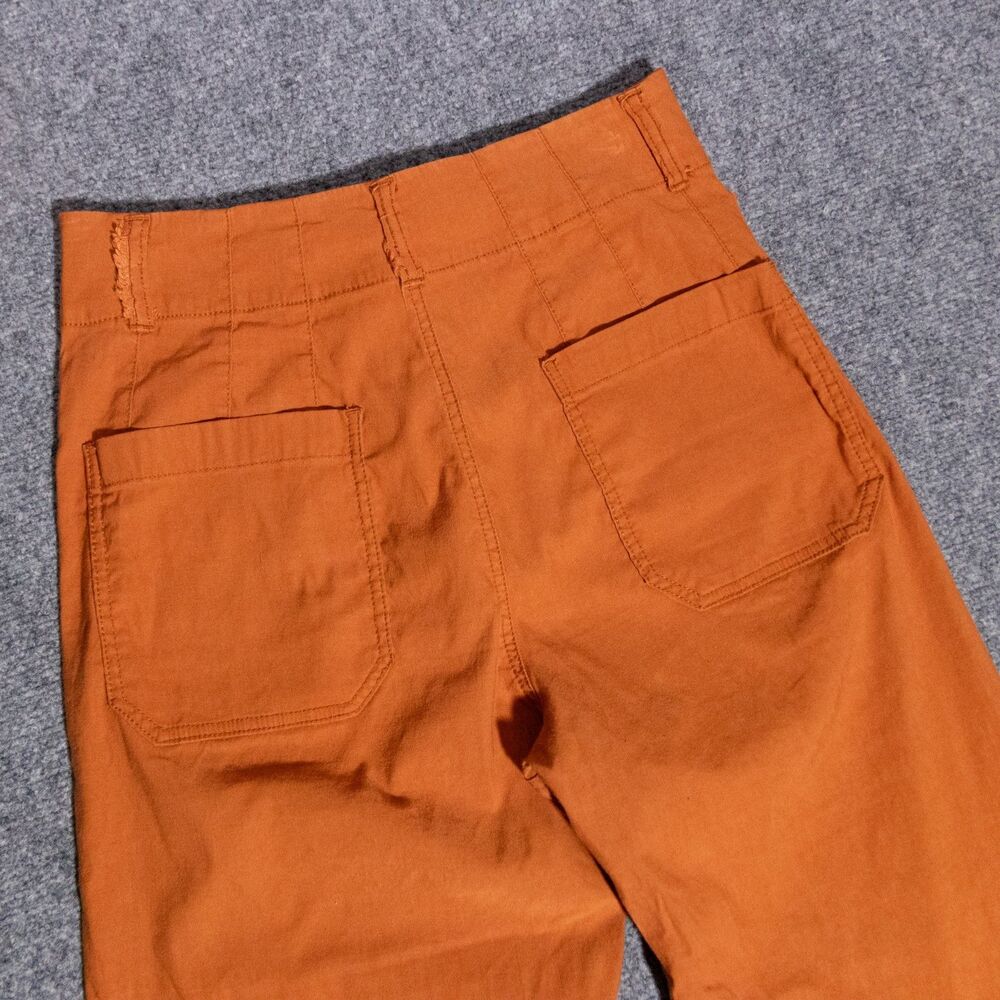 Maeve Anthropologie Colette Wide Leg Crop Pants Women's 28x26 Linen Blend Orange - Picture 5 of 6
